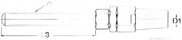 Terminale da inserire nei tenditori con filetto metrico destro