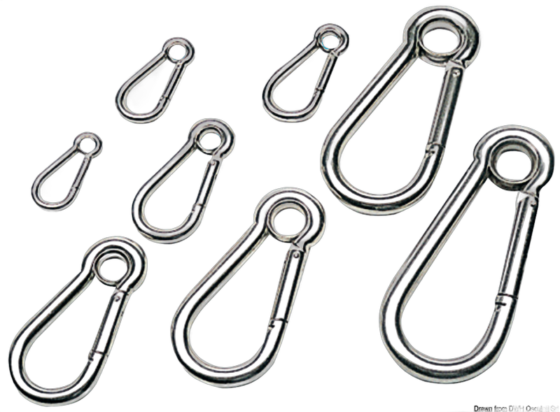 Moschettone in acciaio inox AISI 316 lucidato a specchio