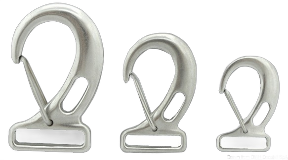 Moschettone in acciaio inox con occhio rettangolare per nastro