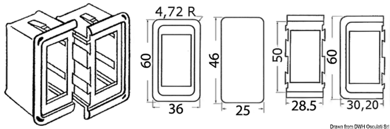 Cornice per interruttori in plastica