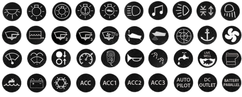 Set 40 sticker marine assortiti per interruttori antivandalo Flat tipo 14.315.xx