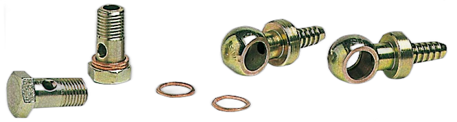 Kit 2 raccordi girevoli in ottone + 2 portagomma + 4 guarnizioni in rame