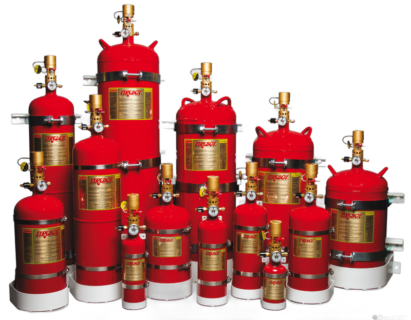 Estintori orizzontali FIREBOY ad agente pulito con attivazione manuale/automatica
