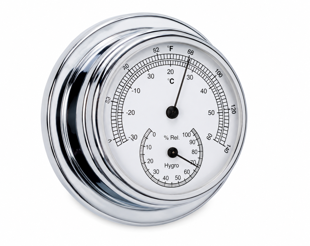 Termoigrometro Pegasus 95 Ottone Cromato D.95 mm