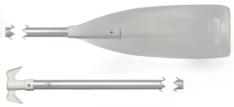 Pagaia con pala in ABS bianco e gancio d’accosto in nylon terminale