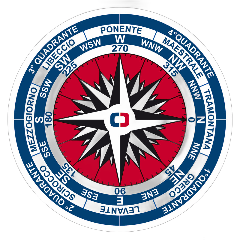 Adesivo raffigurante la Rosa dei venti