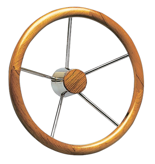 Timone con cerchio esterno in teak a grosso diametro