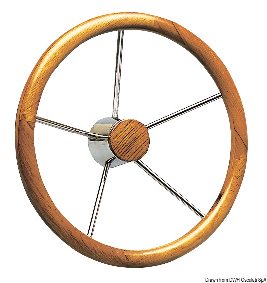 Timone con cerchio esterno in teak a grosso diametro