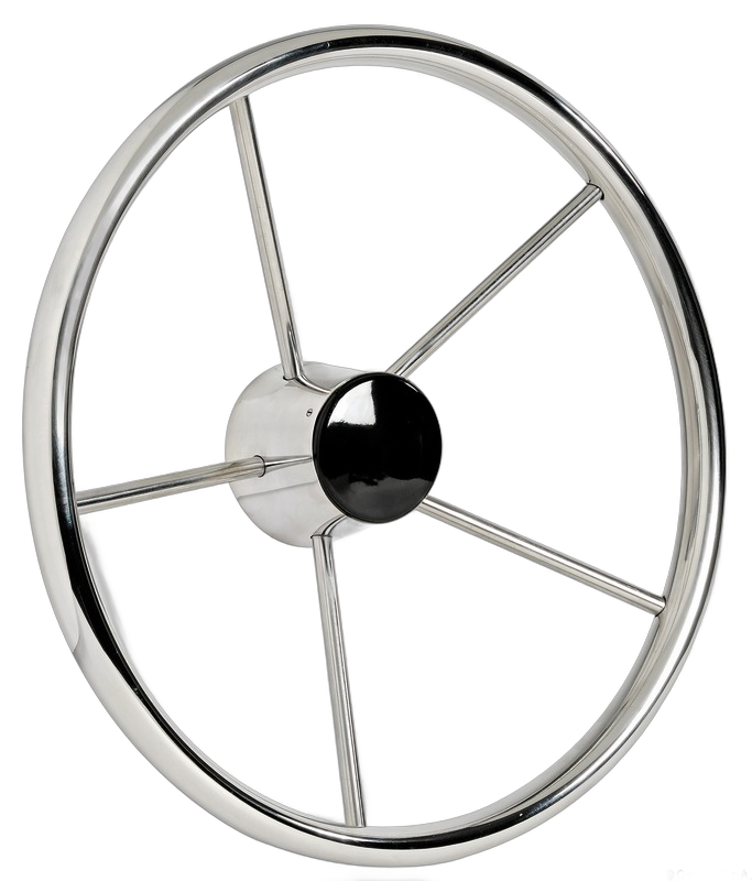 Timone in acciaio inox  lucidato a specchio a 5 razze