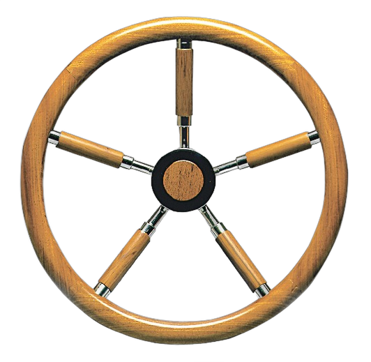 Foto Timone con cerchio esterno in teak e razze rivestite in teak