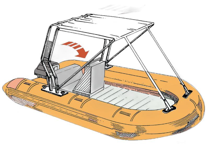 Tendalino telescopico per Roll-Bar in tubo inox o vetroresina