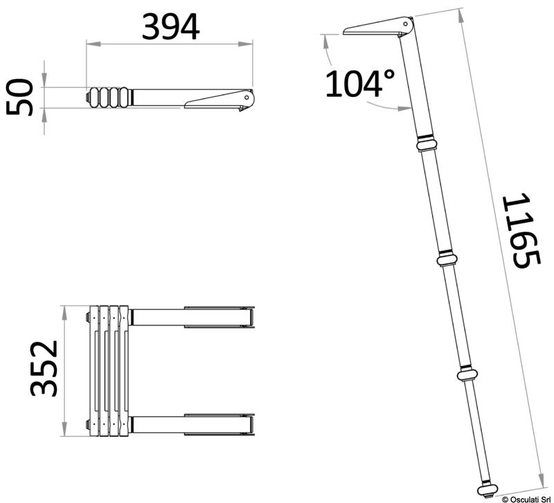Scaletta telescopica teak Big per plancetta